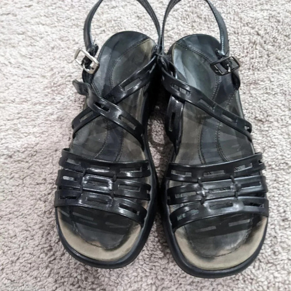 Dansko black leather chunky sandals size 37 = women's  7 FLAWED - Picture 3 of 7